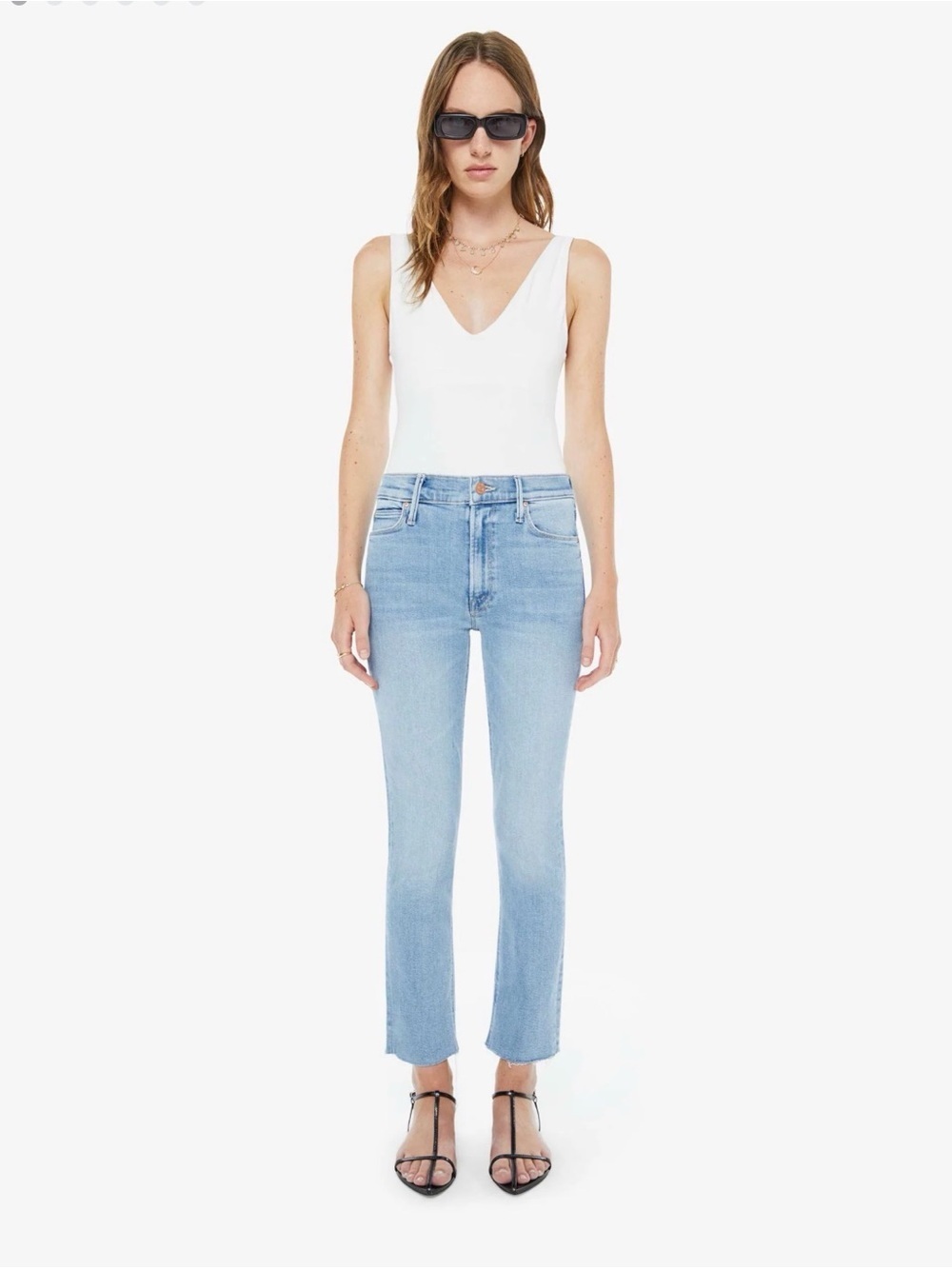 MOTHER Mid Rise Dazzler Ankle Fray Jeans Sz 25